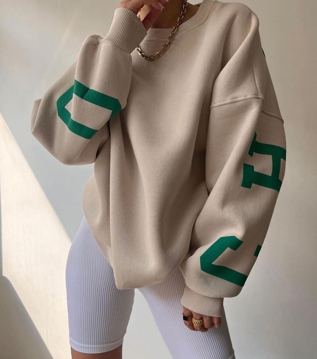 Casual Letters Print Sweatshirt Women Fashion Fleece Long Sleeve Loose Hoodies Y2k Streetwear Autumn Winter Lady Pullovers