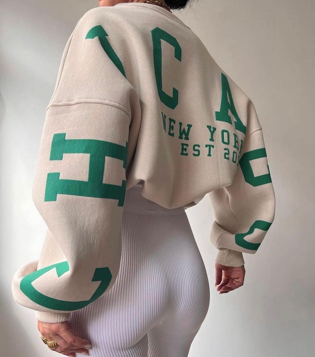 Casual Letters Print Sweatshirt Women Fashion Fleece Long Sleeve Loose Hoodies Y2k Streetwear Autumn Winter Lady Pullovers