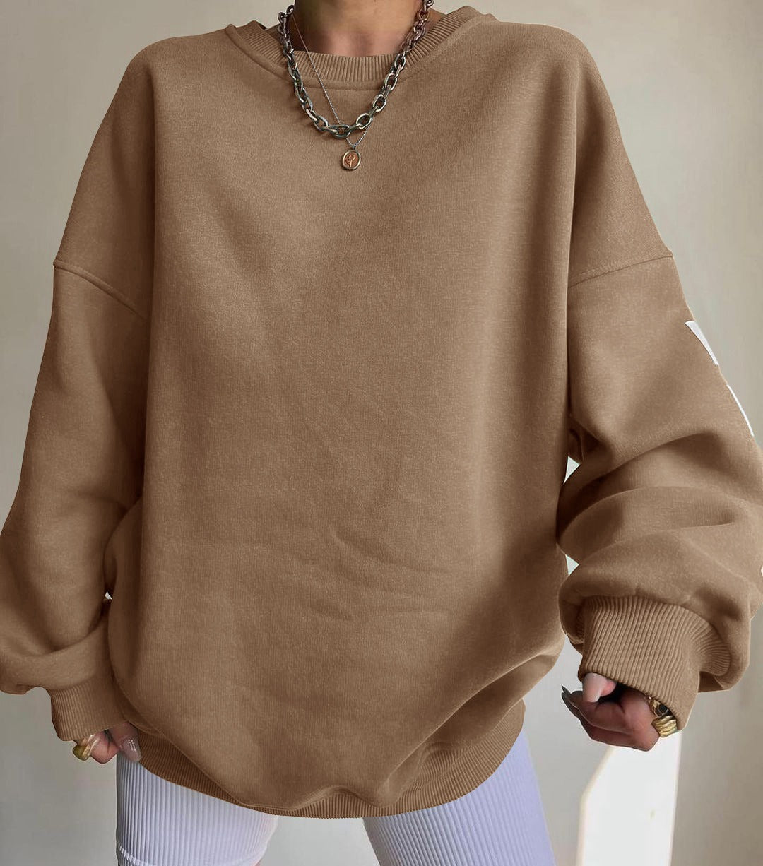 Casual Letters Print Sweatshirt Women Fashion Fleece Long Sleeve Loose Hoodies Y2k Streetwear Autumn Winter Lady Pullovers