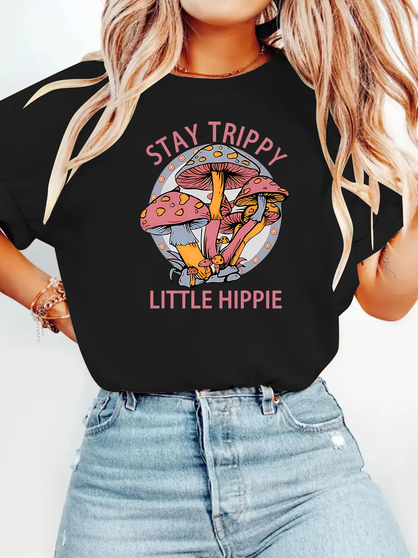 Mushroom printed T-shirt short sleeved shirt