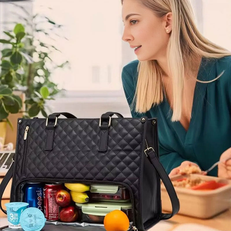 2-in-1 Travel Tote: Laptop & Insulated Lunch Bag. Ideal for Business, Work, Nursing, Office, College, Casual Use