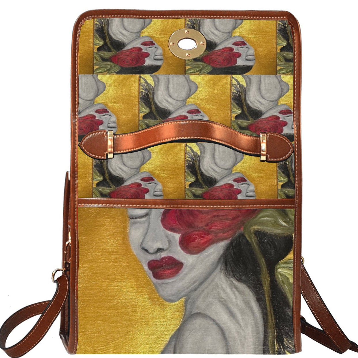 Waterproof Canvas Bag-Brown (All Over Print) (1641)