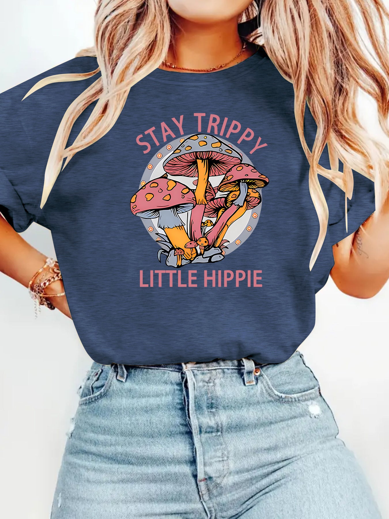 Mushroom printed T-shirt short sleeved shirt