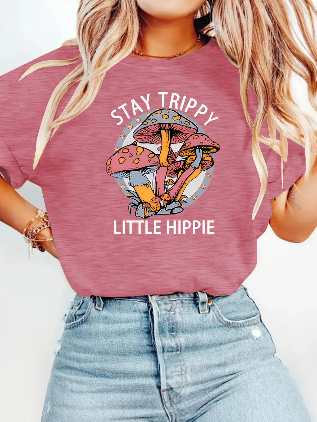 Mushroom printed T-shirt short sleeved shirt