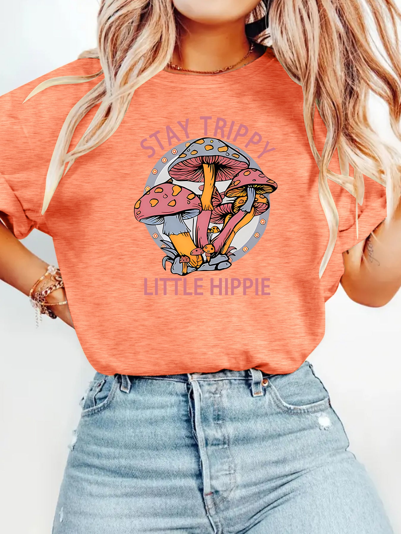 Mushroom printed T-shirt short sleeved shirt