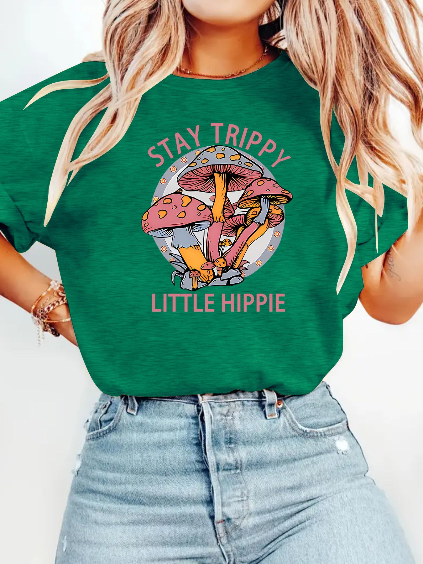 Mushroom printed T-shirt short sleeved shirt