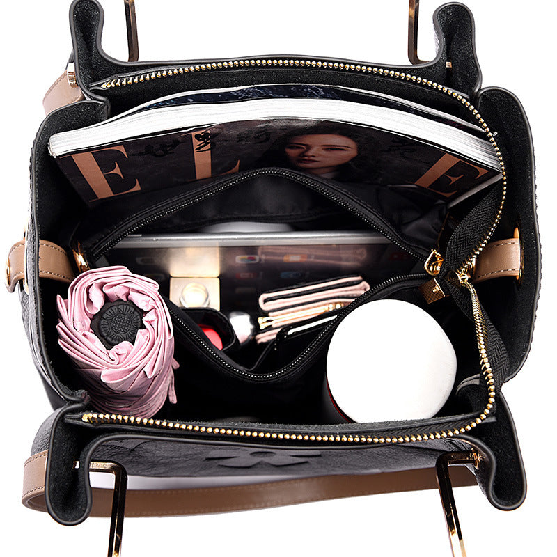 Handbag Women's Fashion Embossed Tote Bag Large Capacity Maternity Bucket Bag