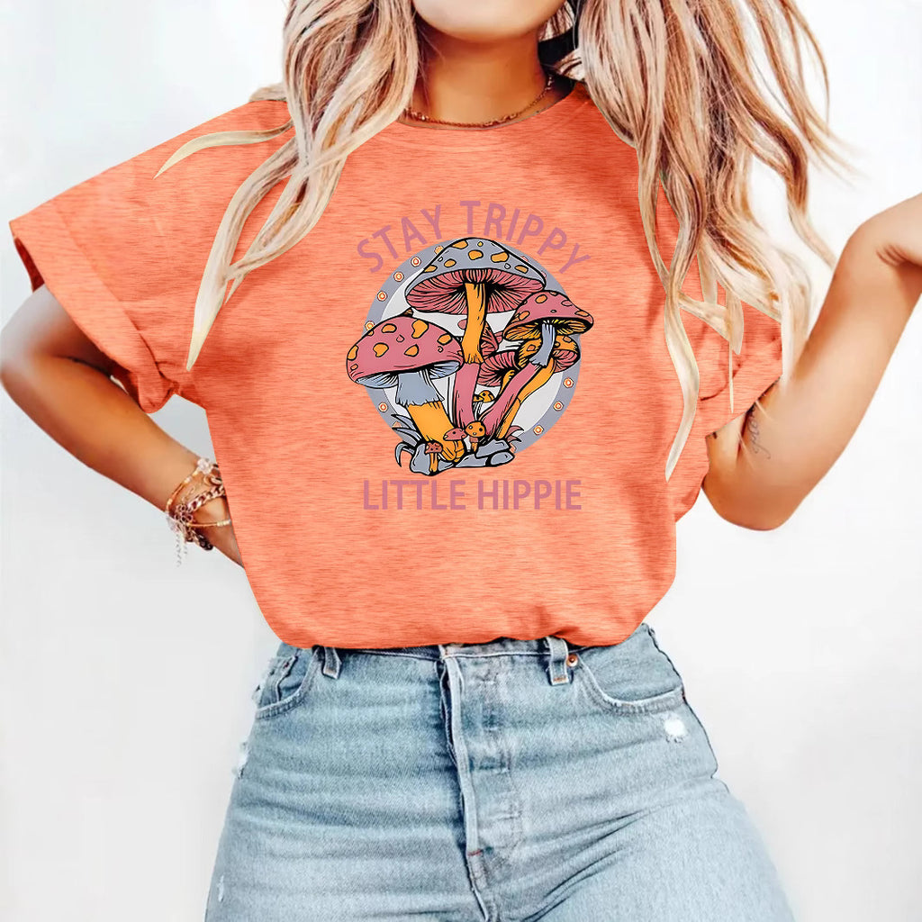 Mushroom printed T-shirt short sleeved shirt